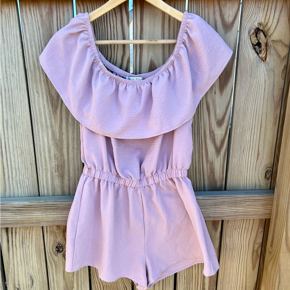 Haute Monde Romper Mauve Ruffle Size Large